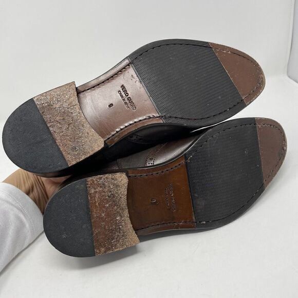 WALL & WATER Shoes Mens 9 Brown Leather Wing-Tip Derby Dress Made In Italy - Picture 12 of 14